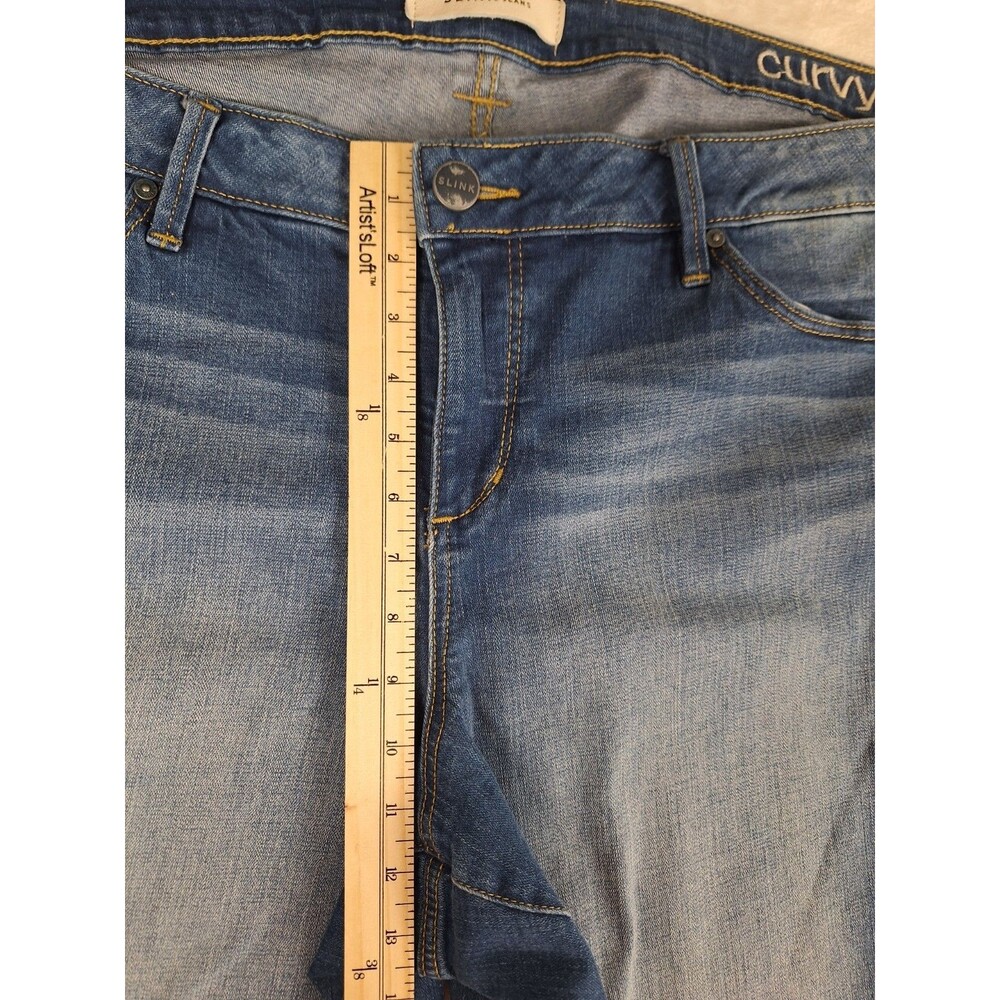 SLINK Curvy Fit Blue Jeans Womens Medium Wash Plus Size 24 Frayed 46x27 Ankle - Picture 10 of 14